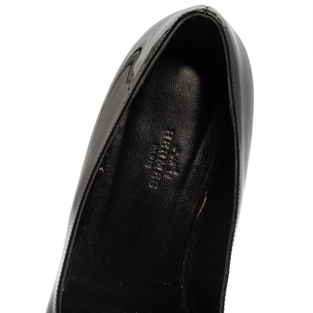 Women's Hermes Black Patent Leather Studded Nice Ballet Flats Size 39