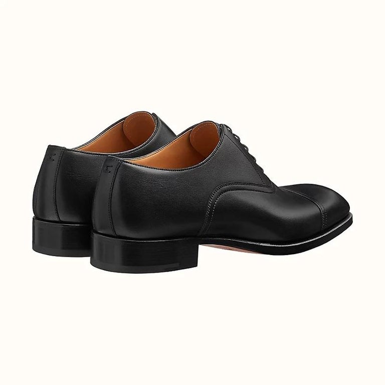 Hermes Black patinated calfskin Philip Brogues In New Condition For Sale In Nicosia, CY