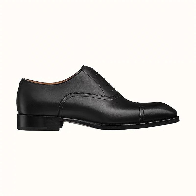 Hermes Black patinated calfskin Philip Brogues For Sale 1