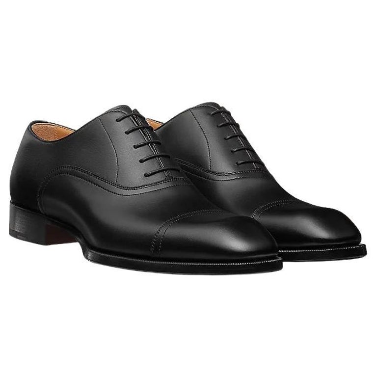 Hermes Black patinated calfskin Philip Brogues For Sale