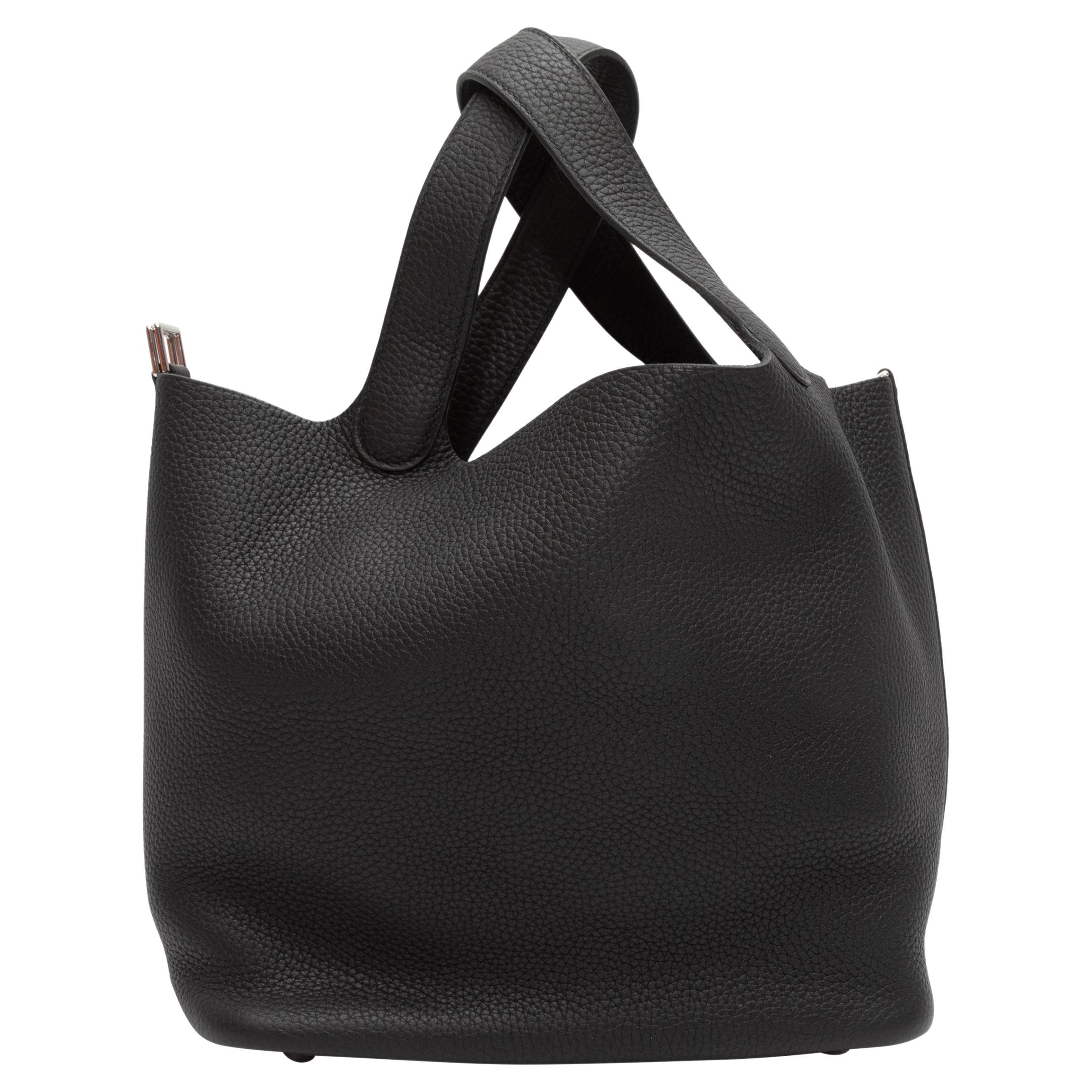 Hermes Black Picotin Togo Leather Tote For Sale