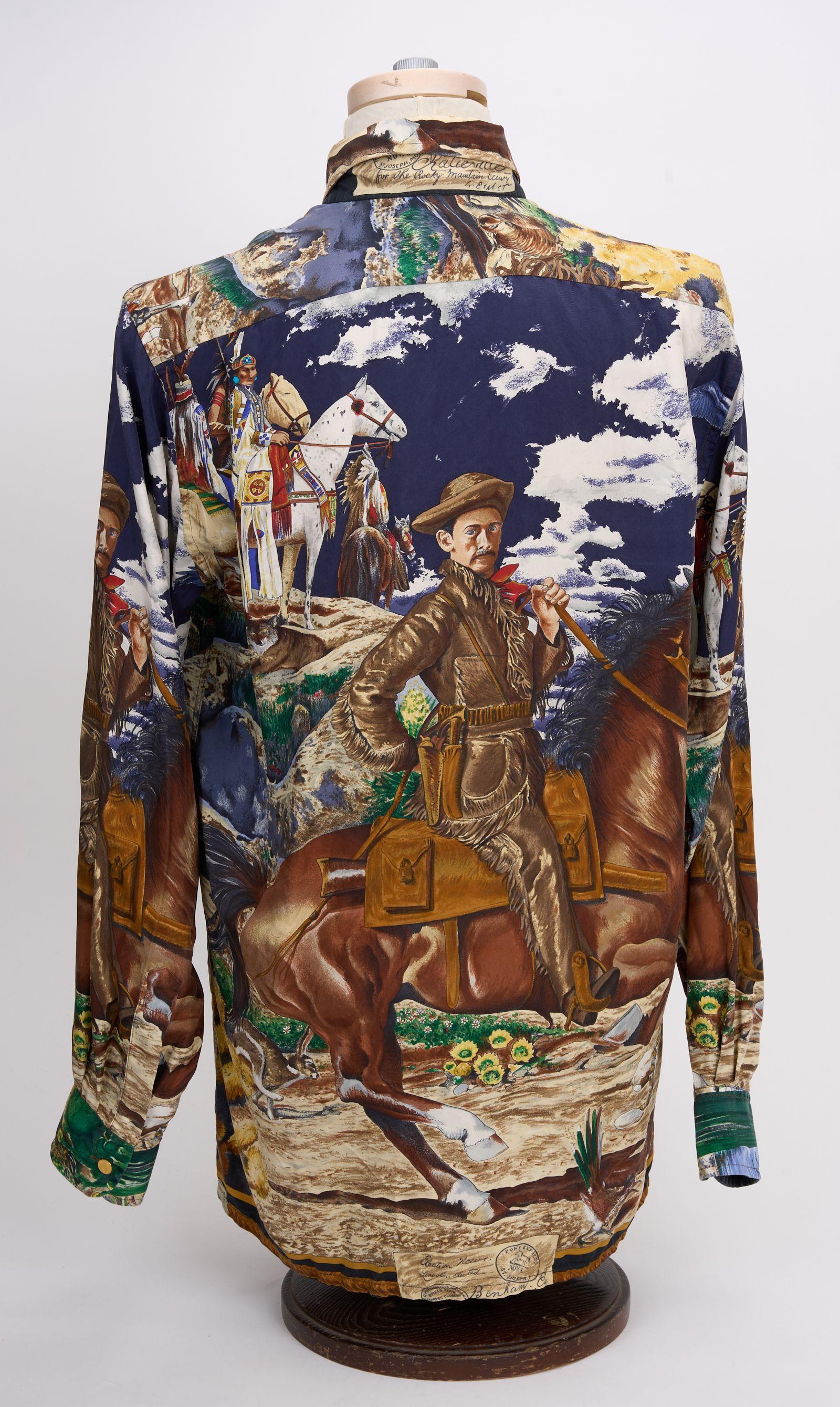 Hermès Black Pony Express Silk Shirt In Excellent Condition In West Hollywood, CA