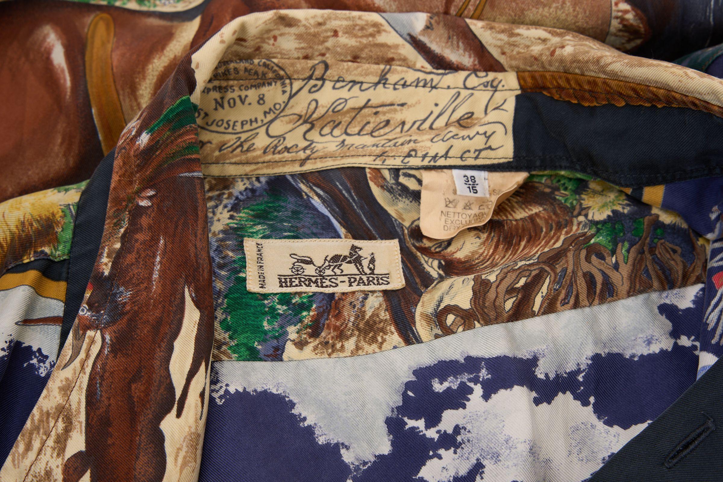 Women's Hermès Black Pony Express Silk Shirt