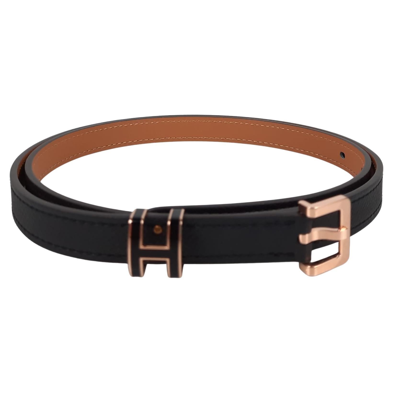 Hermes Kelly 18 Belt Black/Noir Epsom Rose Gold-plated hardware