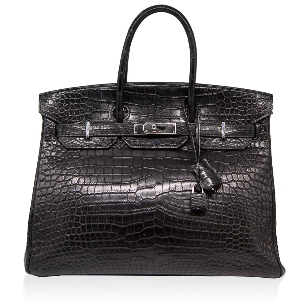 Hermès Black Porosus Crocodile 35cm Birkin Bag at 1stDibs