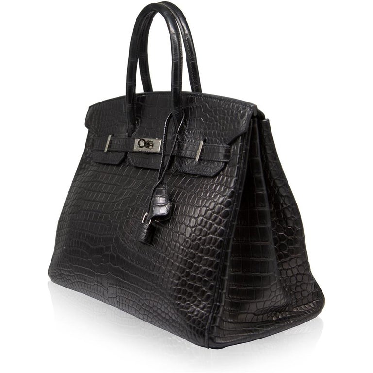 Hermès Black Porosus Crocodile 35cm Birkin Bag For Sale at 1stdibs