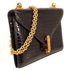 Hermès Black Porosus Crocodile Alcazar Top Handle Shoulder Bag, 1980.