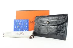 Hermès  Black Porosus Crocodile Rio Clutch Pochette Envelope Bag 536her310