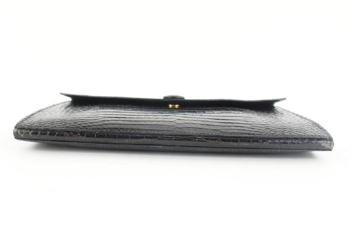 Hermès  Black Porosus Crocodile Rio Clutch Pochette Envelope Bag 536her310 4