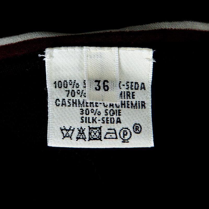 Hermes Black Printed Silk Paneled Cashmere Sweater S 2