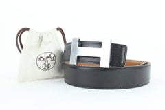 Hermès Black Rare Silver Quizz Reversible H Logo Kit 7hj1110 Belt