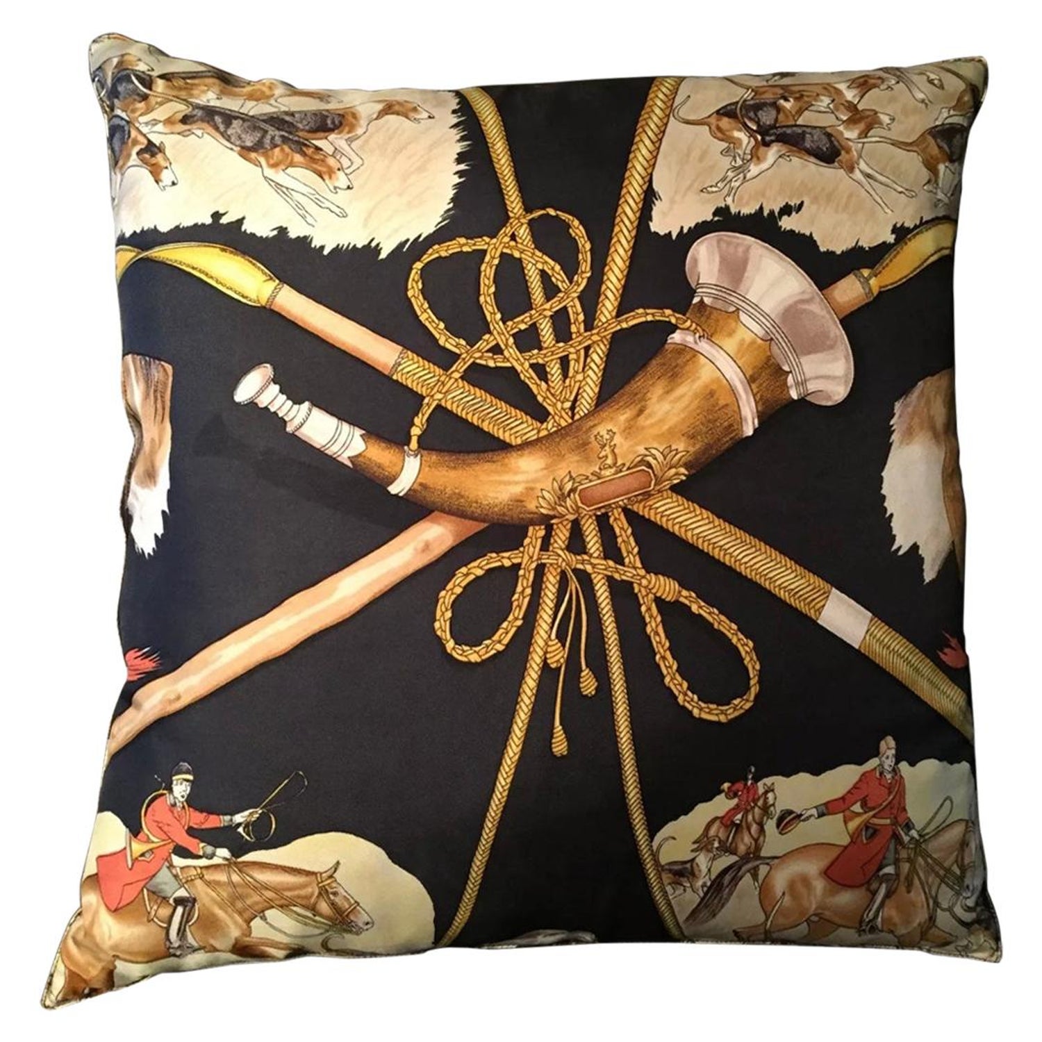 Hermes Black Red Gold Dog Home Decorative Couch Chair Throw Pillow For Sale  at 1stDibs