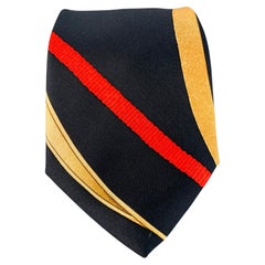 HERMES Black Red & Gold Equestrian Silk Tie