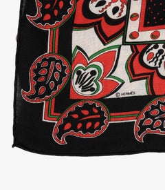 Hermès Black, Red, White & Green Large Treille et Muscade Silk Cashmere Shawl