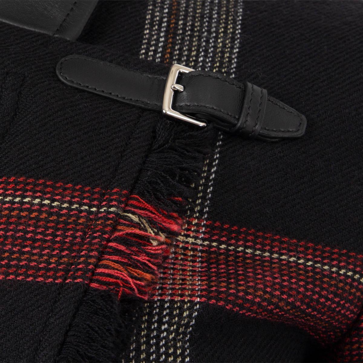 HERMES black red wool 2020 PLAID BIKER Jacket 34 XXS For Sale 1
