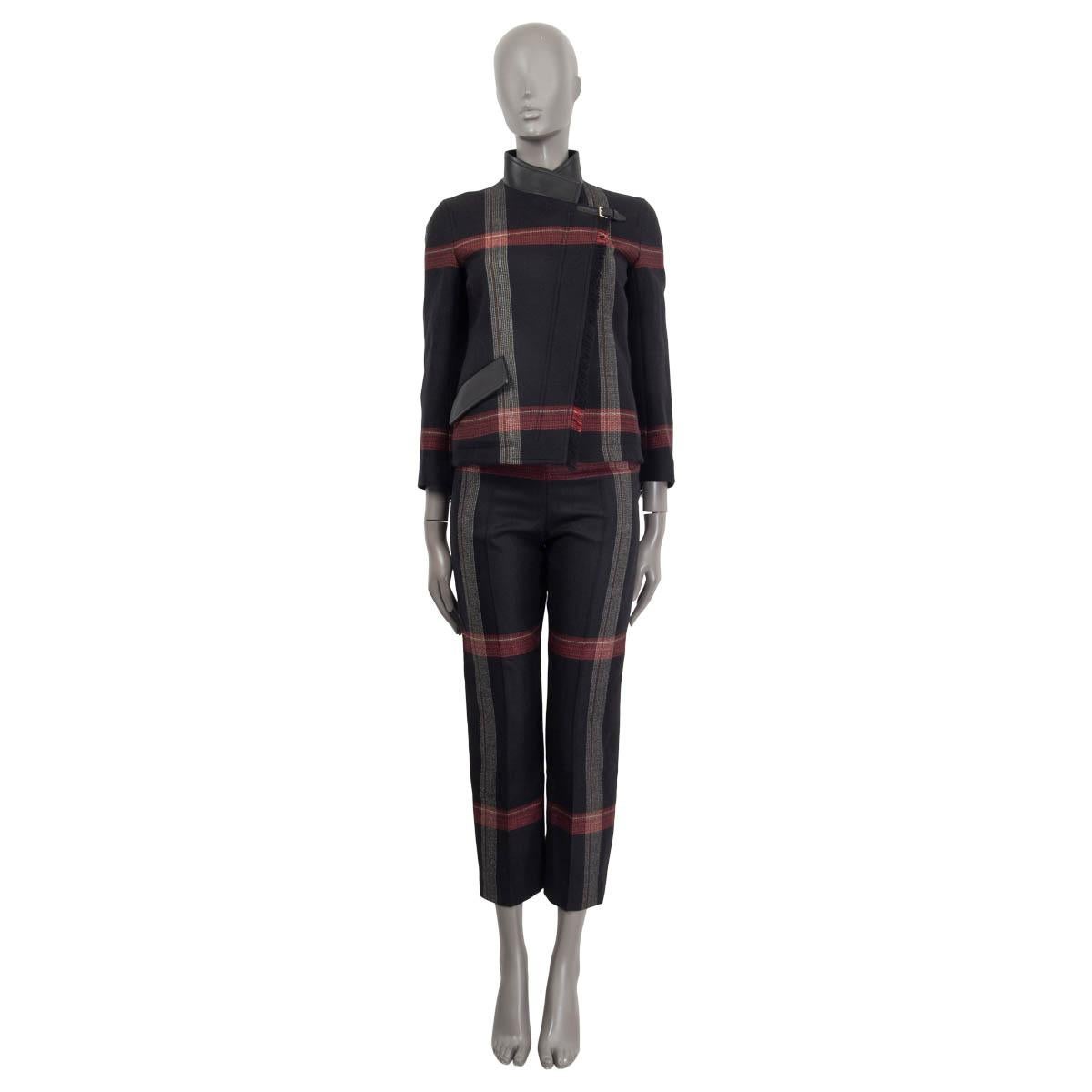 HERMES black red wool 2020 PLAID Pants 34 XXS For Sale 1