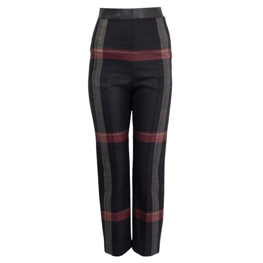 HERMÈS - Pantalon en laine rouge noir et noir 2020 - PLAID - 34 XXS en vente