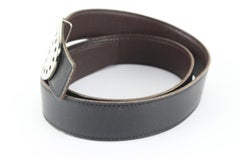 Hermès Black Reversible H Logo Belt Kit Silver 57h816s