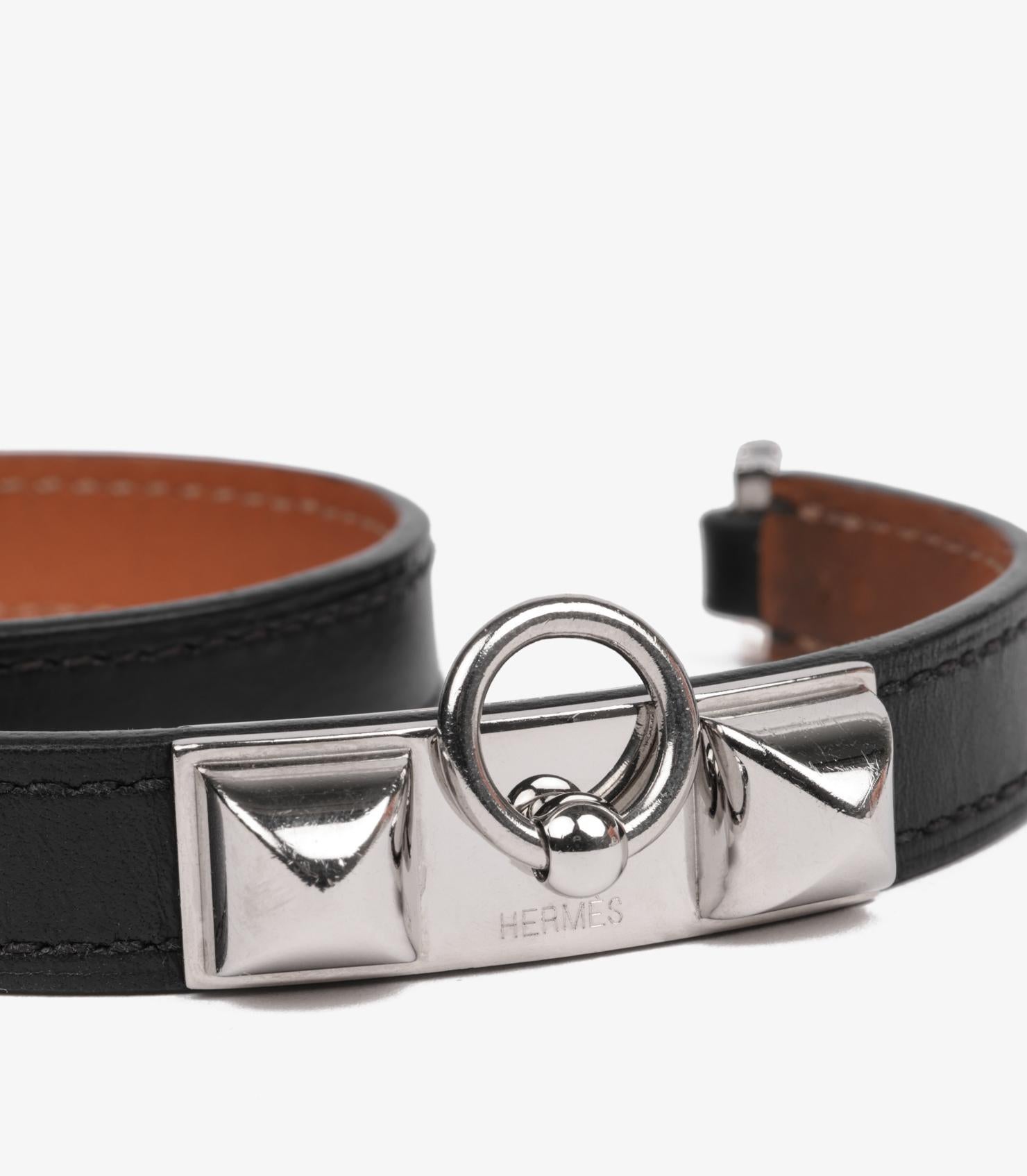 Bracelet double tour Rivale noir Hermès en vente 1