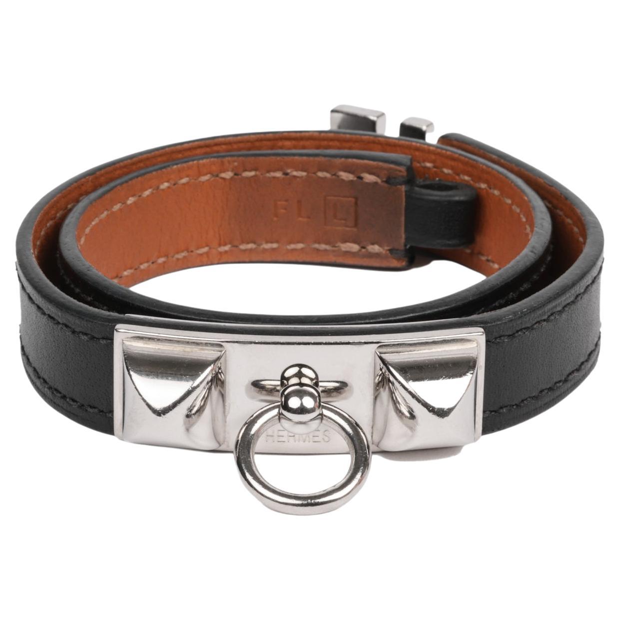 Bracelet double tour Rivale noir Hermès en vente
