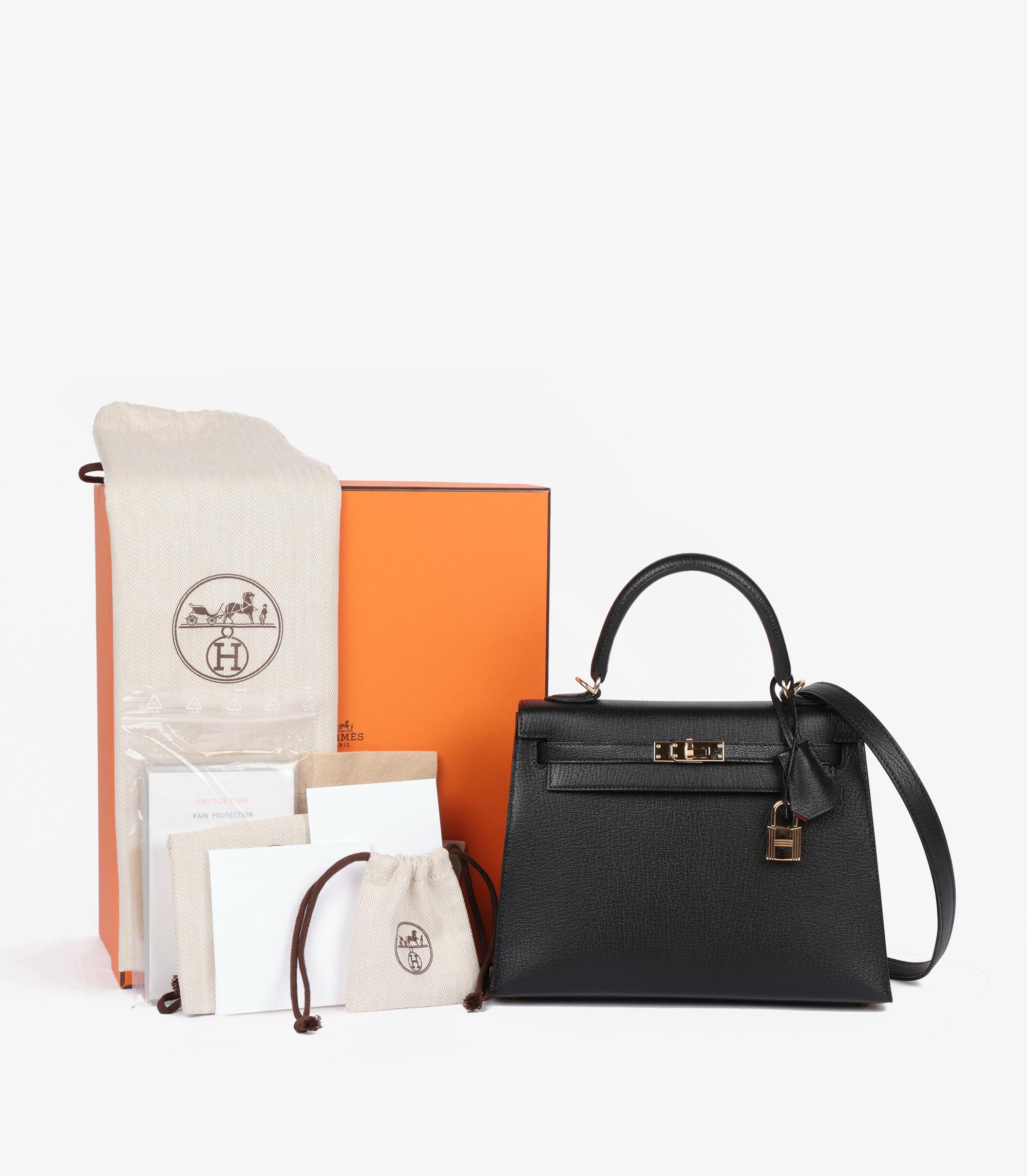 Hermès Black & Rouge De Coeur Chevre Mysore Leather HSS Special Order Kelly 25cm 6