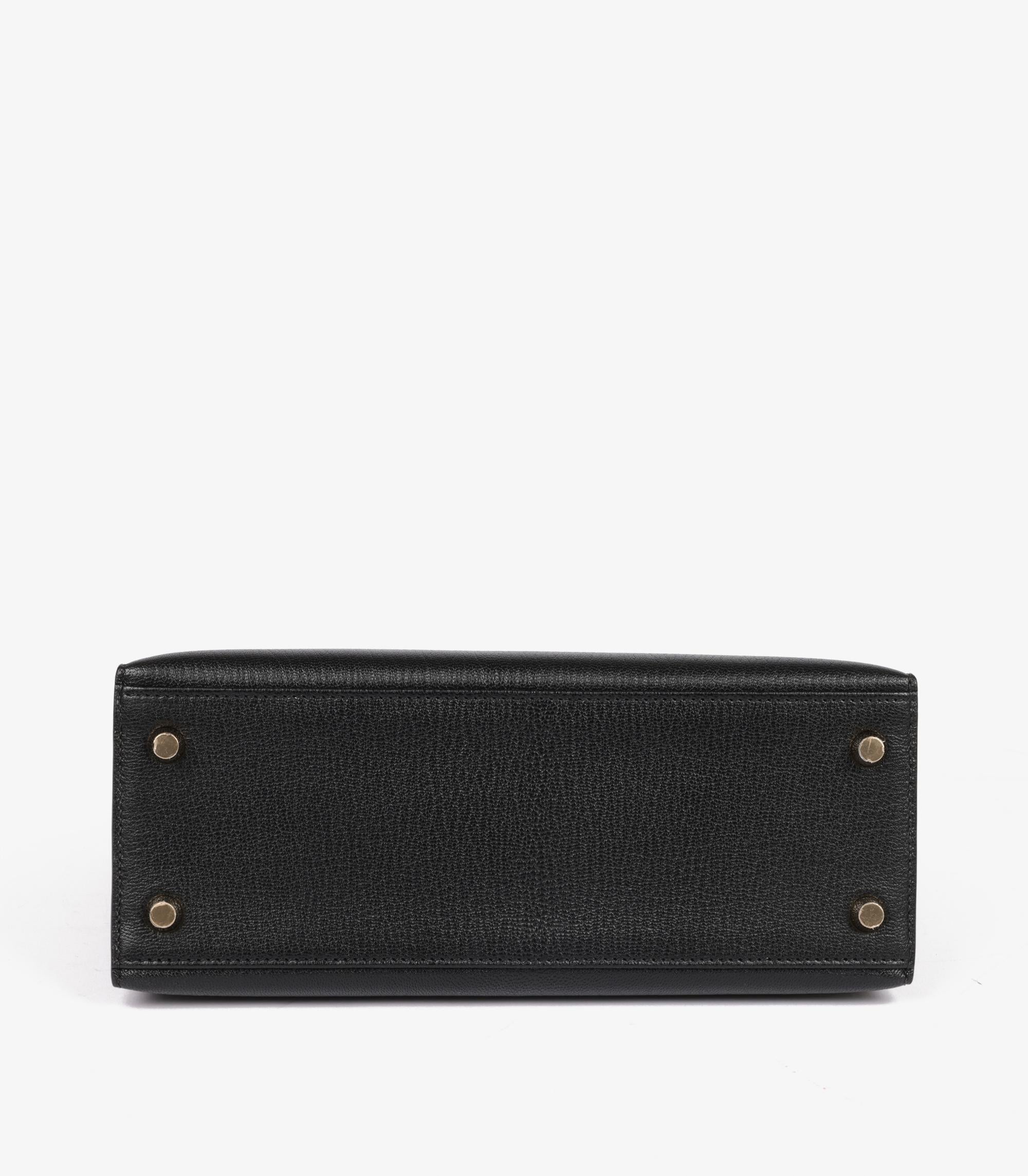 Hermès Black & Rouge De Coeur Chevre Mysore Leather HSS Special Order Kelly 25cm 2