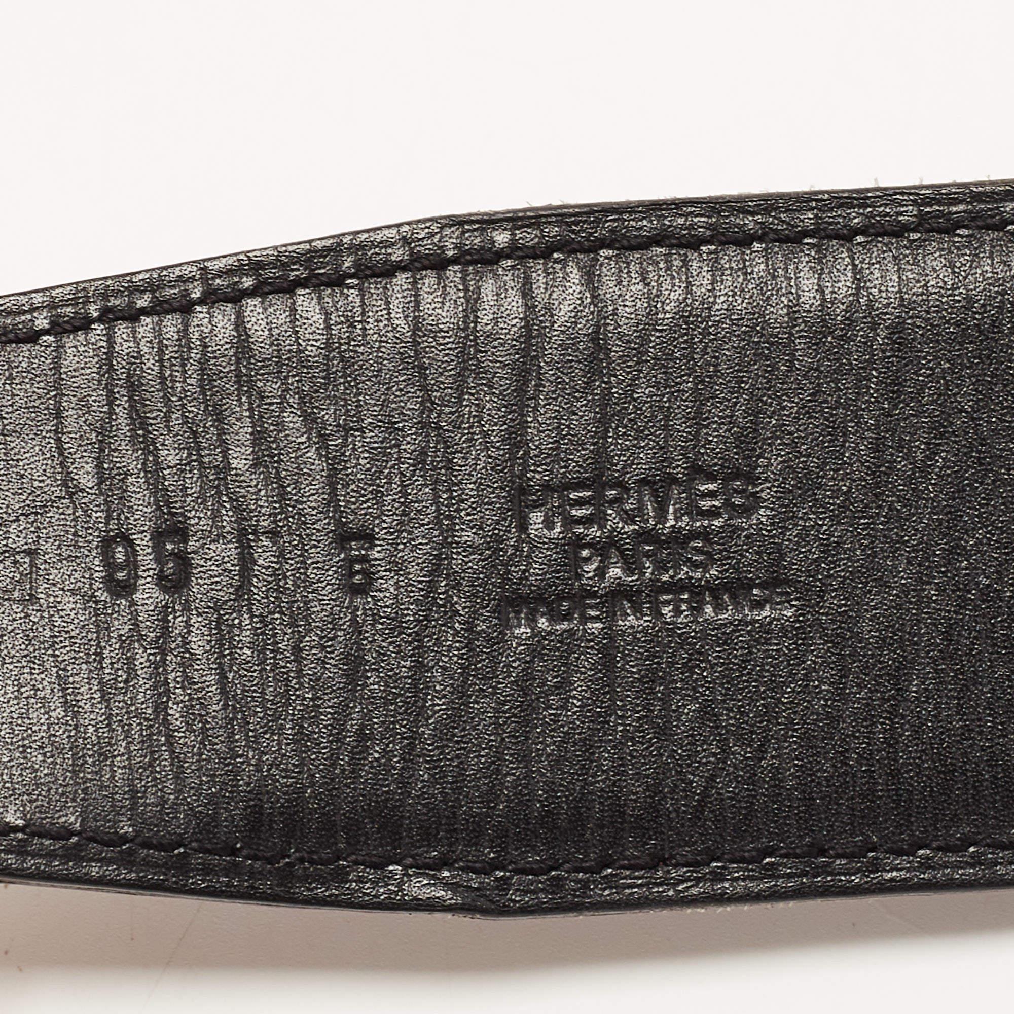 Hermes Black/Rouge Grenat Leather Medor Reversible Belt 95CM 4