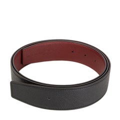 HERMES black & Rouge H burgundy Reversible Belt Strap 110