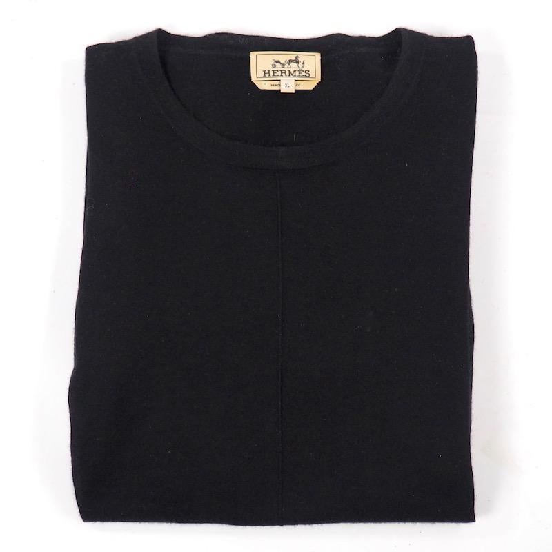 Hermes Black Round Neck Fine Cashmere Sweater In Good Condition For Sale In London, GB
