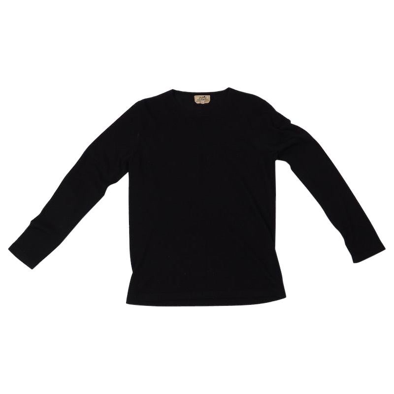 Hermes Black Round Neck Fine Cashmere Sweater For Sale