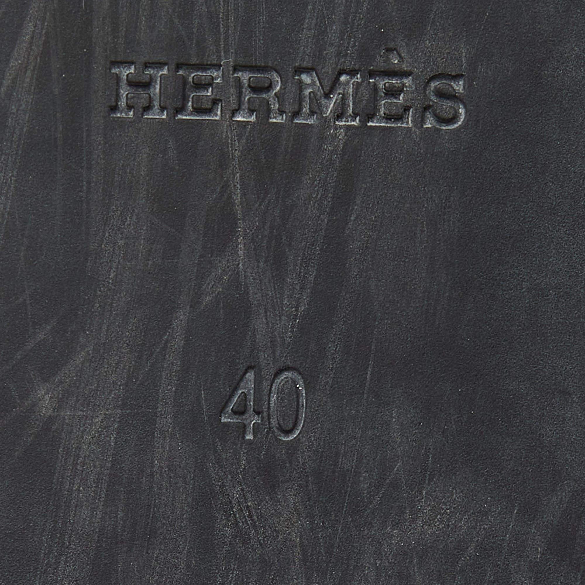 Hermes Black Rubber Aloha Flat Slides Size 40 1