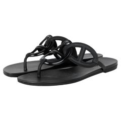 Hermes Black Rubber Waterproof TPU Egerie Sandals sz 39