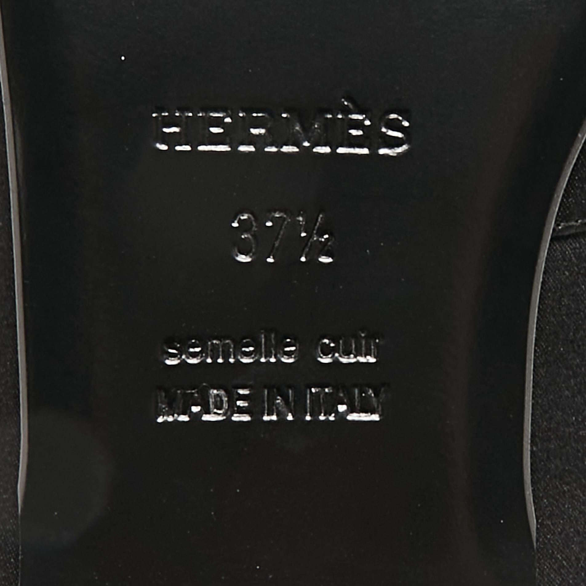 Hermes Black Satin Oz Mules Size 37.5 1