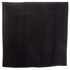 HERMES black SELLIER 90 Wash Scarf silk Noir