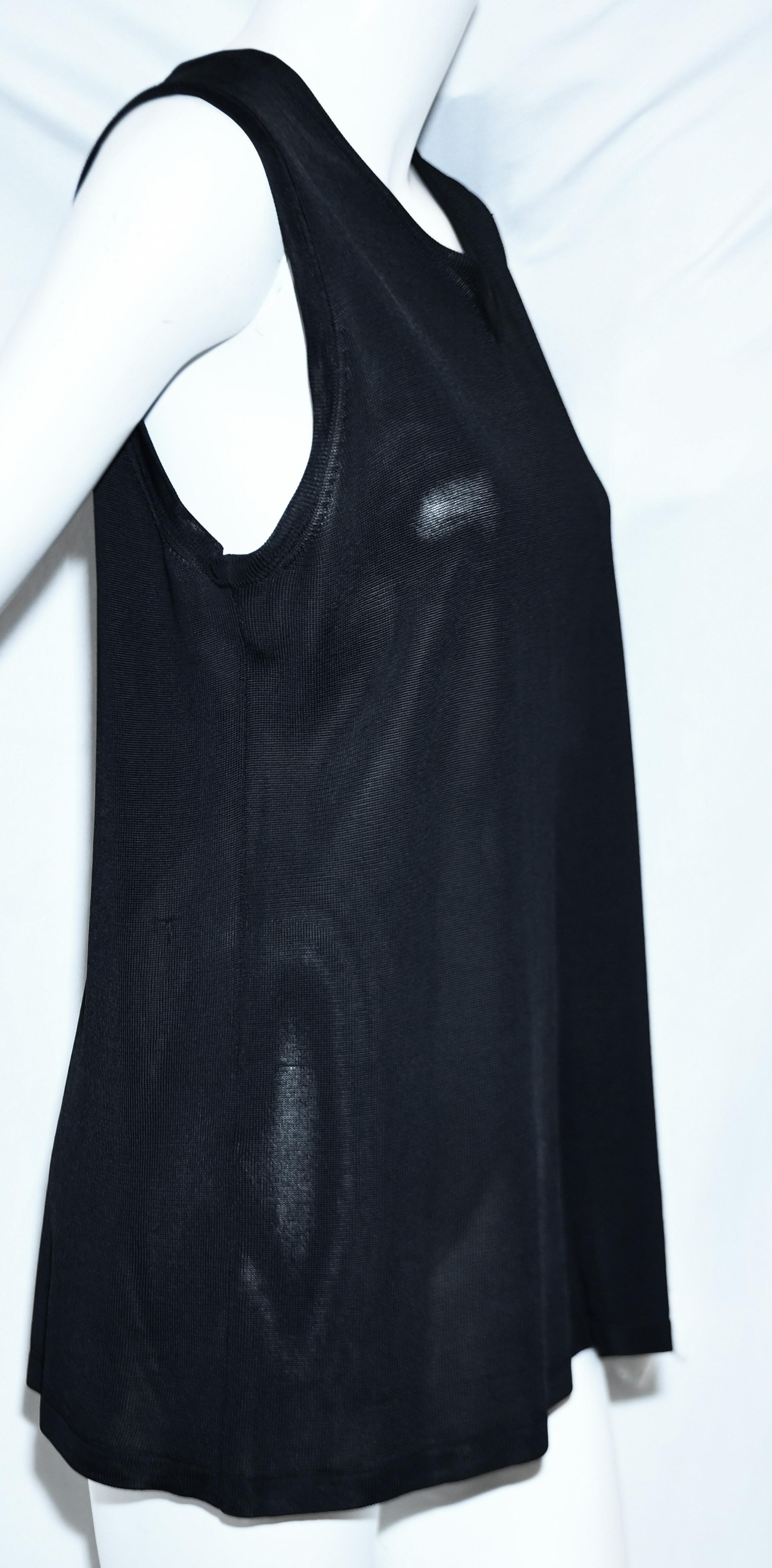 Hermes Black Semi Sheer Sleeveless Top  In Excellent Condition For Sale In Palm Beach, FL