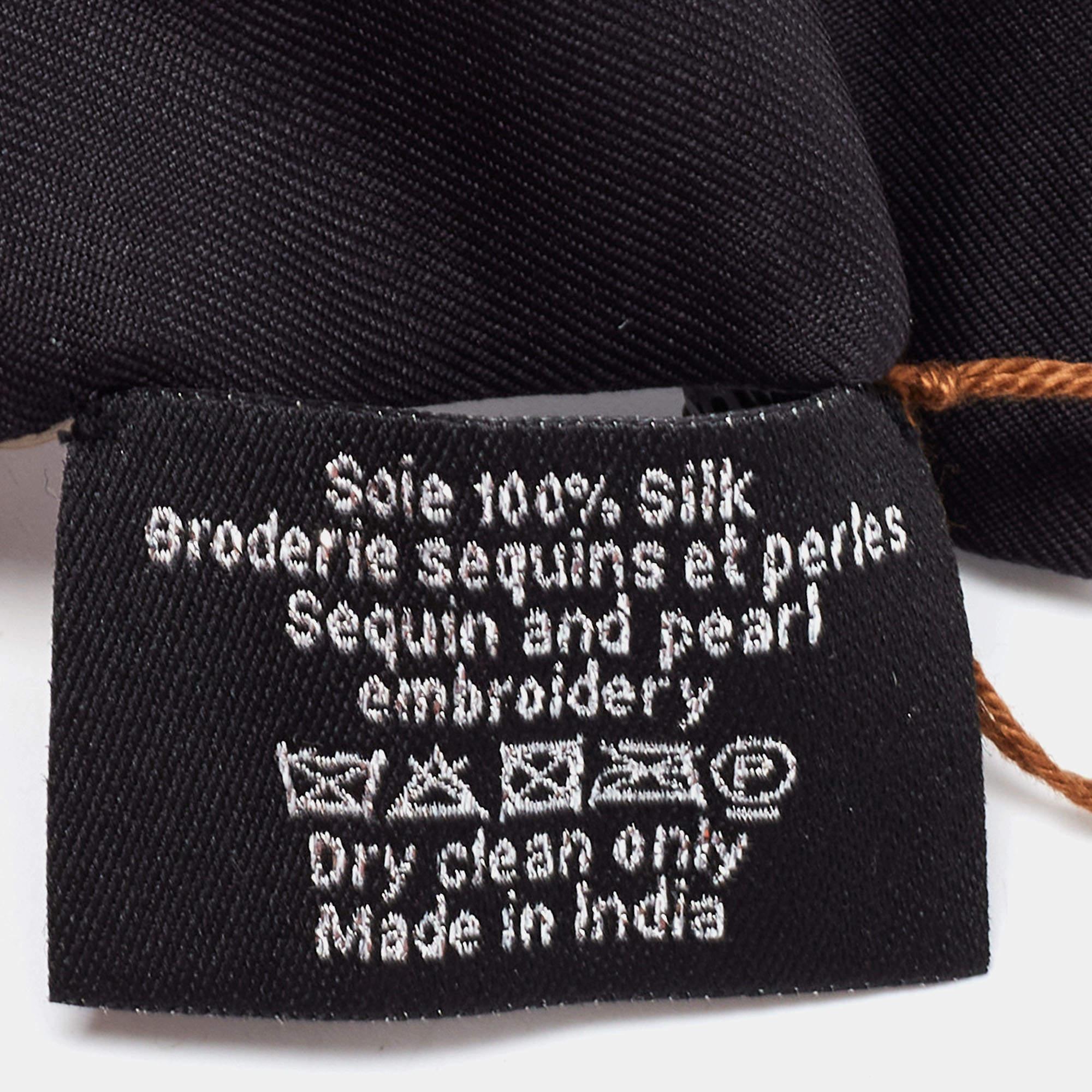 Hermès Black Sequin Embroidered Silk Twilly 1