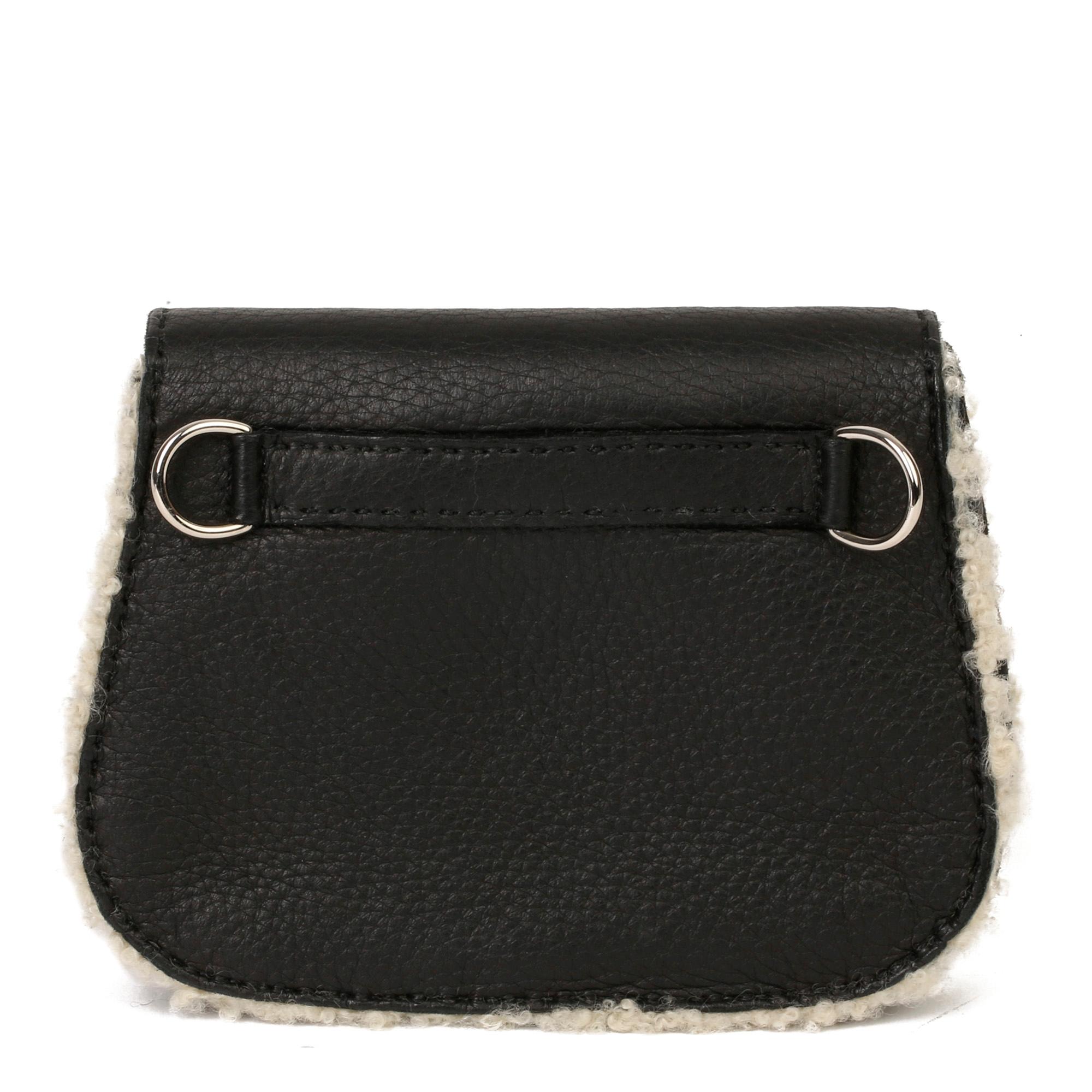 Hermès - Pochette de ceinture en shearling noir en vente 4