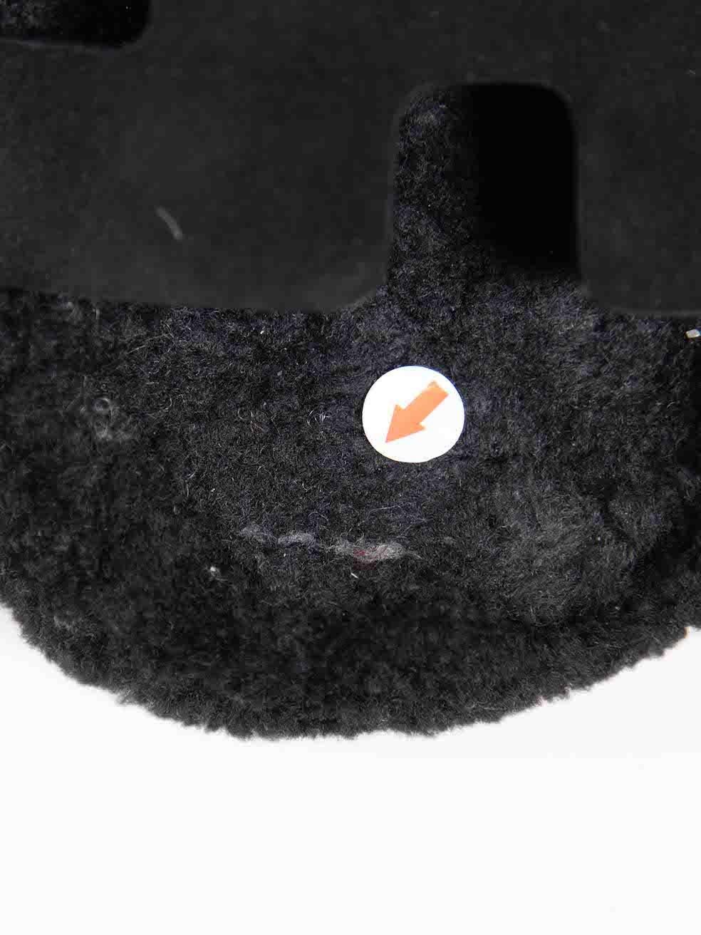 Hermès Black Shearling Chypre Velcro Sandals Size IT 38 1