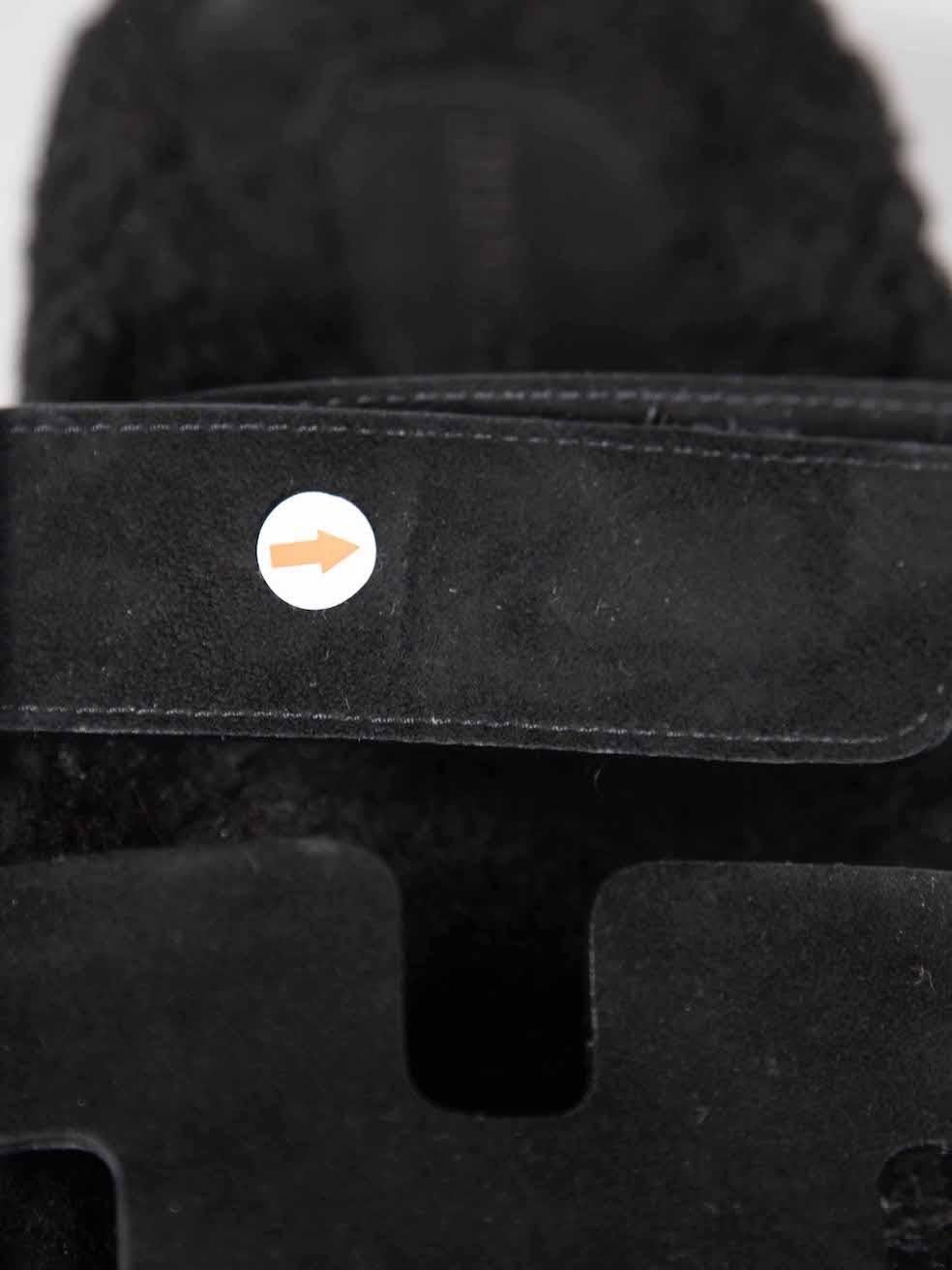 Hermès Black Shearling Chypre Velcro Sandals Size IT 38 2