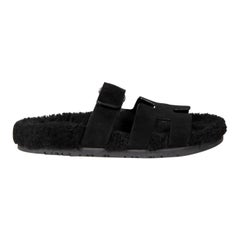 Hermès Sandales à velcro en peau de mouton noir Chypre Taille IT 38