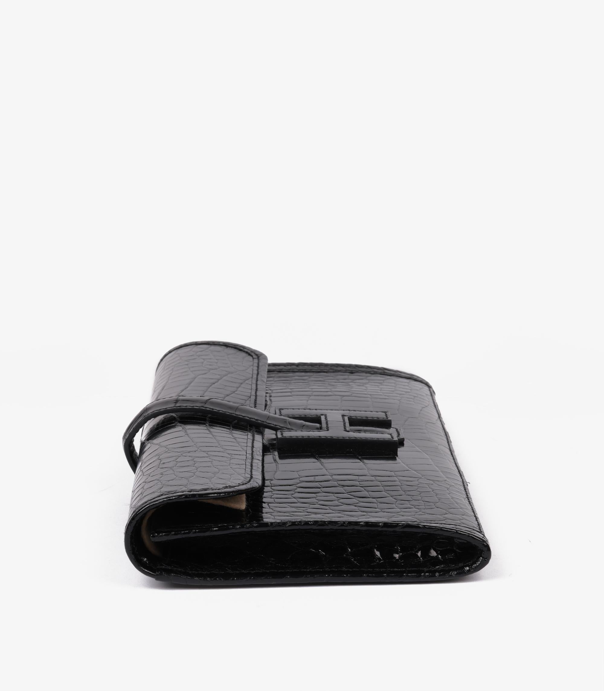 Women's or Men's Hermès Black Shiny Mississippiensis Alligator Leather Jige Elan 29