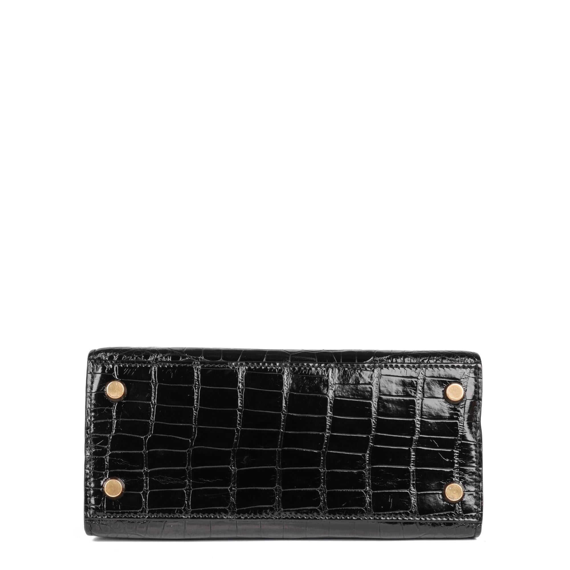 Hermès Black Shiny Mississippiensis Alligator Leather Vintage Kelly ...