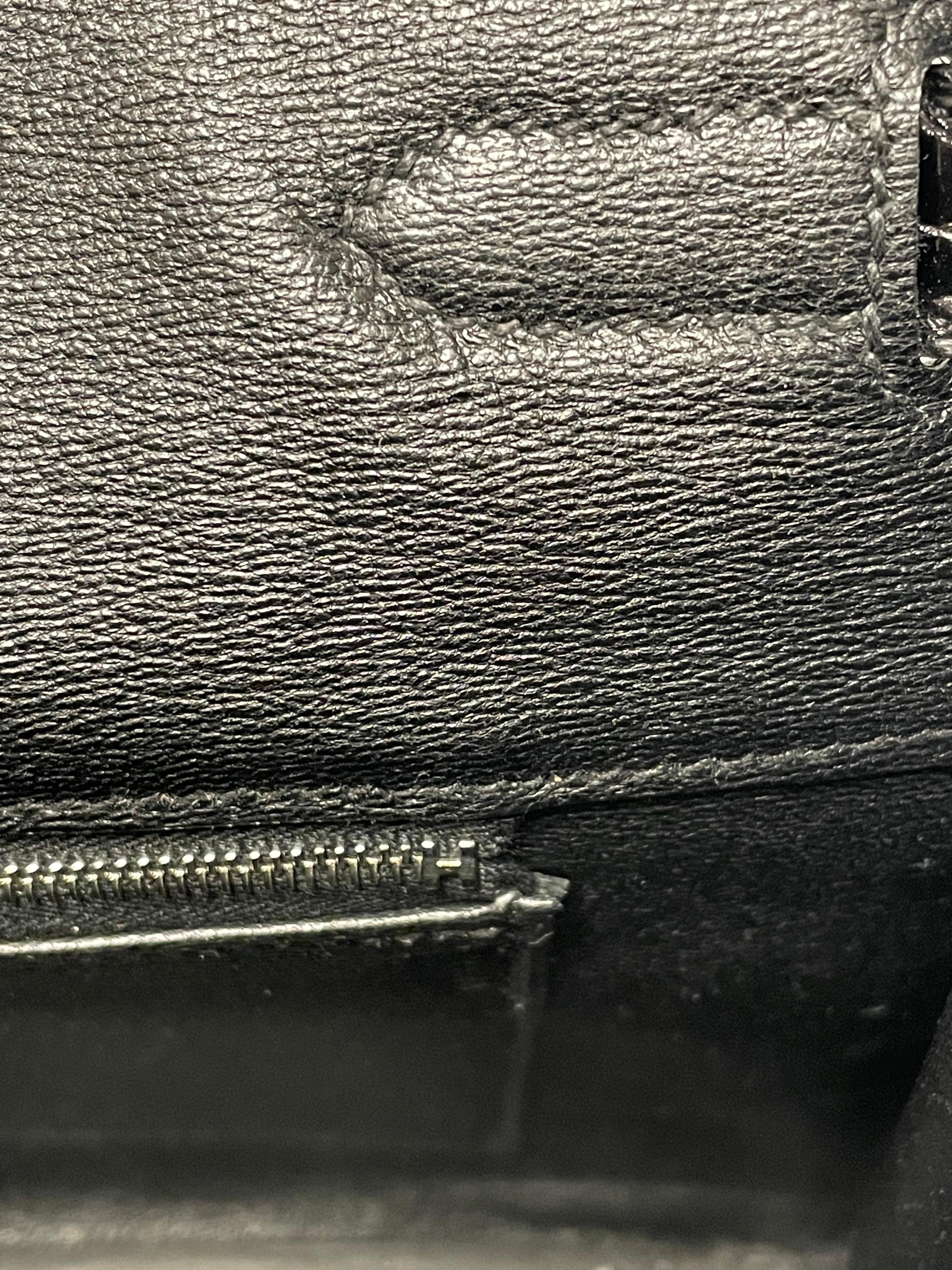 Hermès Black Shiny Porosus Crocodile Birkin 35CM with Palladium Hardware For Sale 12