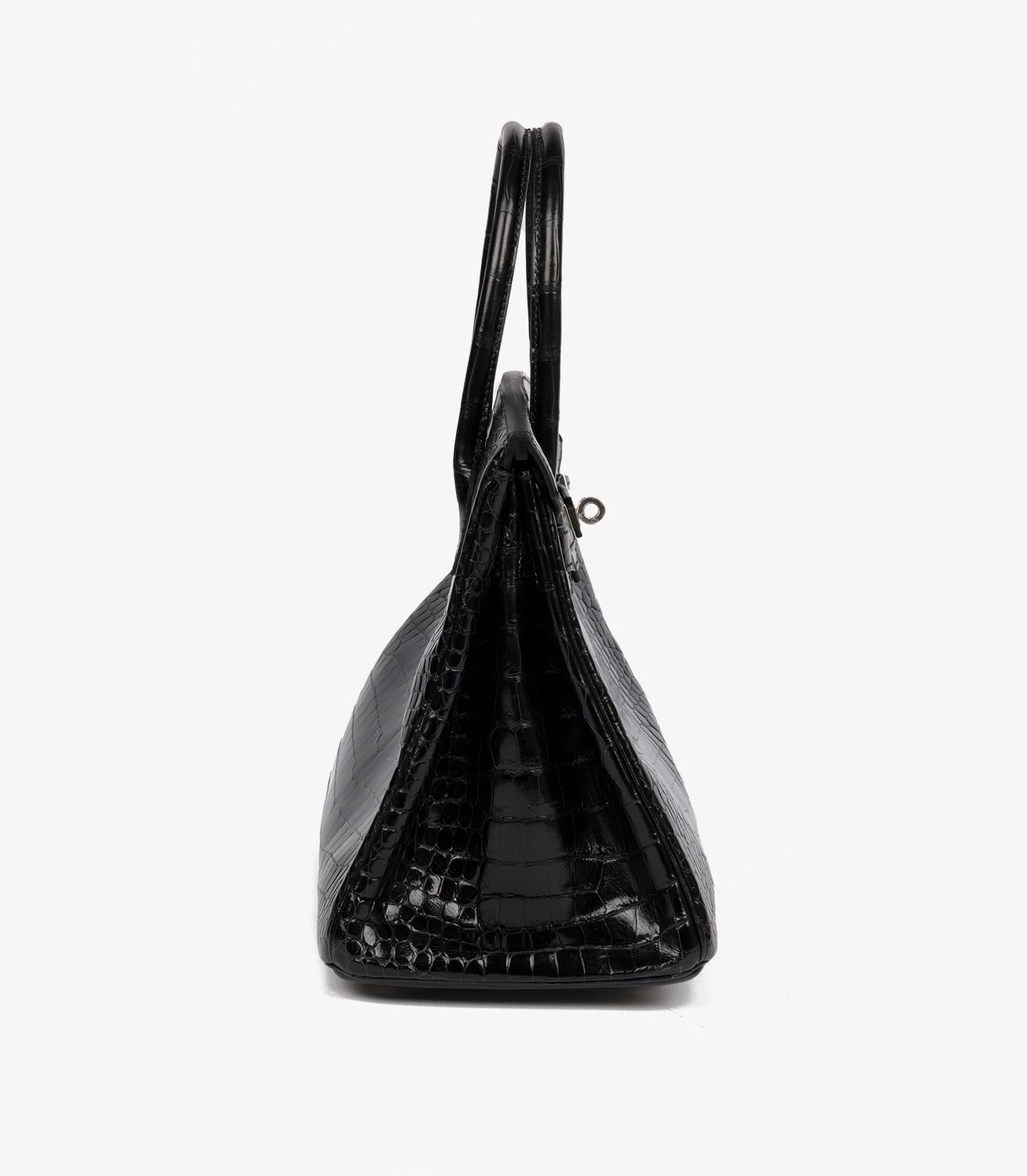Hermès Black Shiny Porosus Crocodile Leather Birkin 30cm Retourne 1