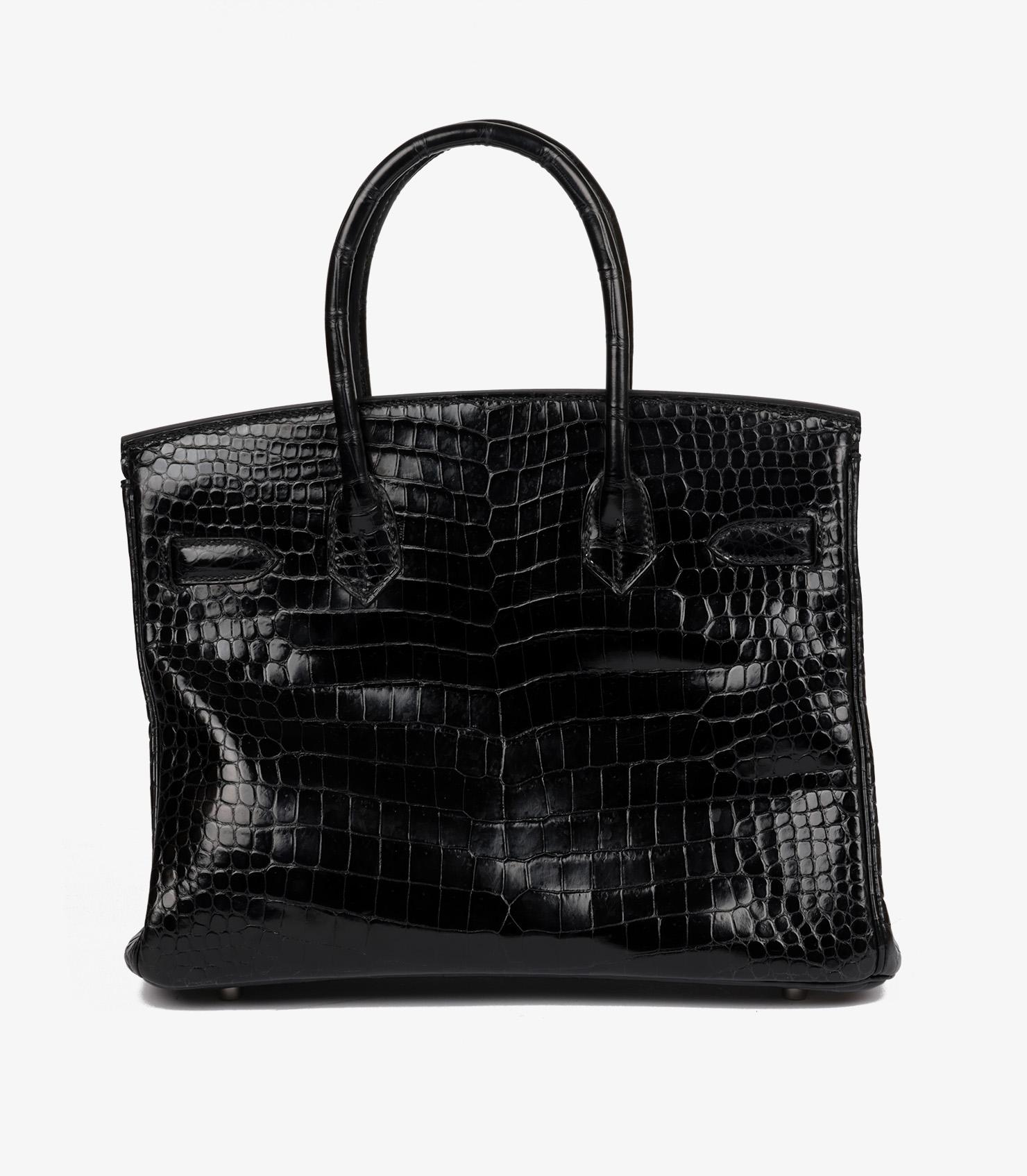 Hermès Black Shiny Porosus Crocodile Leather Birkin 30cm Retourne 2