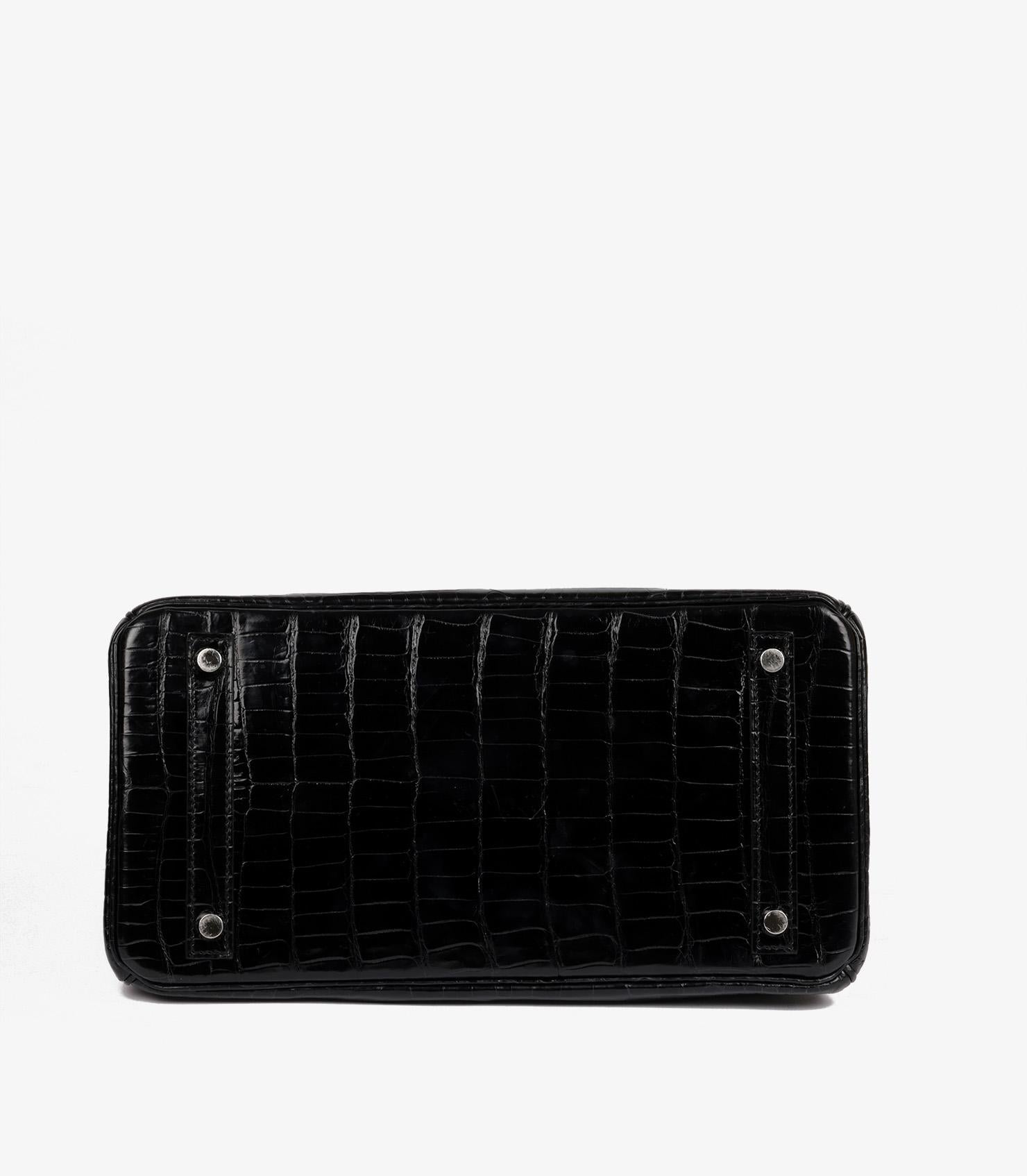 Hermès Black Shiny Porosus Crocodile Leather Birkin 30cm Retourne 3