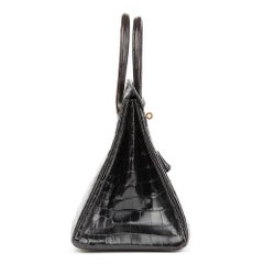 Hermes Black Shiny Porosus Crocodile Leather Birkin 35cm Bag, 2003