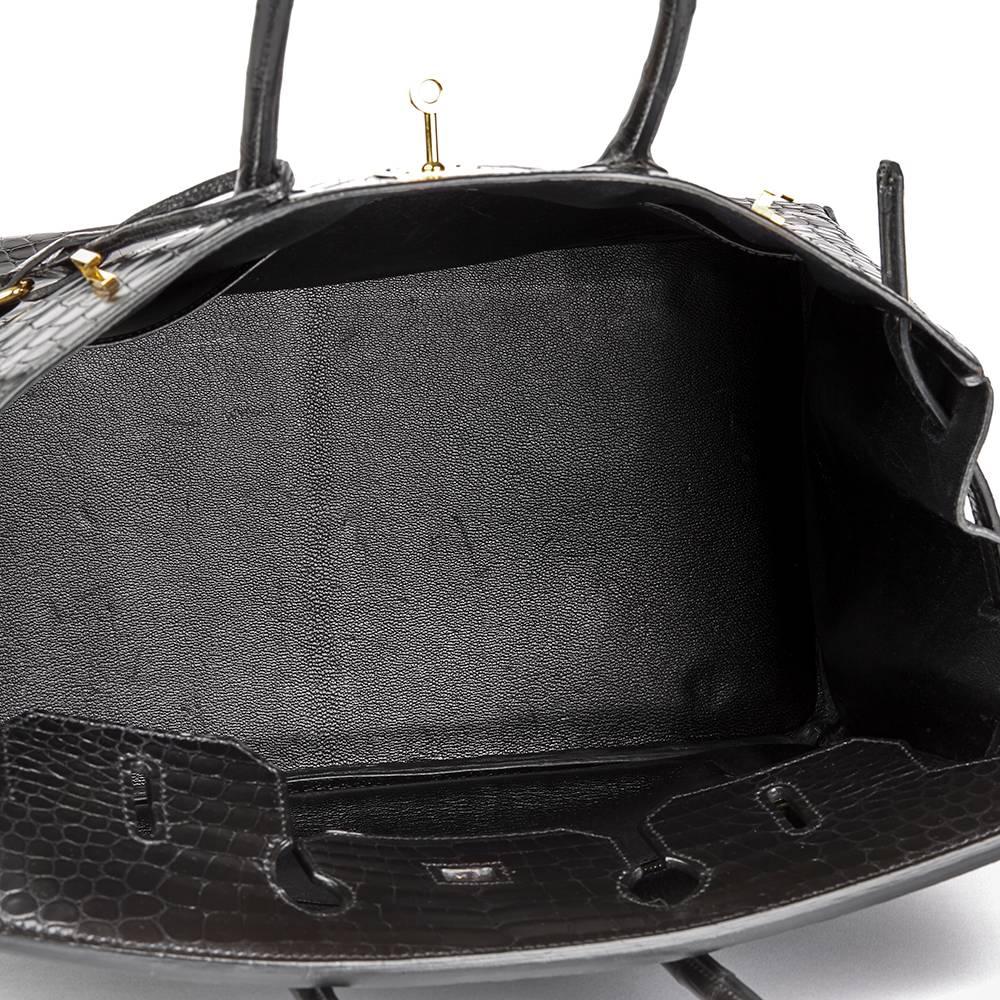 Hermes Black Shiny Porosus Crocodile Leather Birkin 35cm Bag, 2003 3