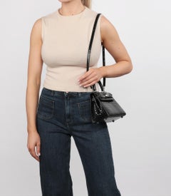 Hermès Black Shiny Porosus Crocodile Leather Vintage Kelly 20cm Sellier