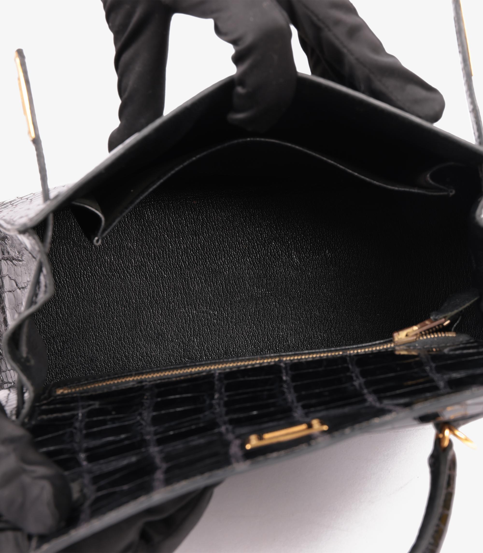 Hermès Black Shiny Porosus Crocodile Leather Vintage Kelly 25cm Sellier 3